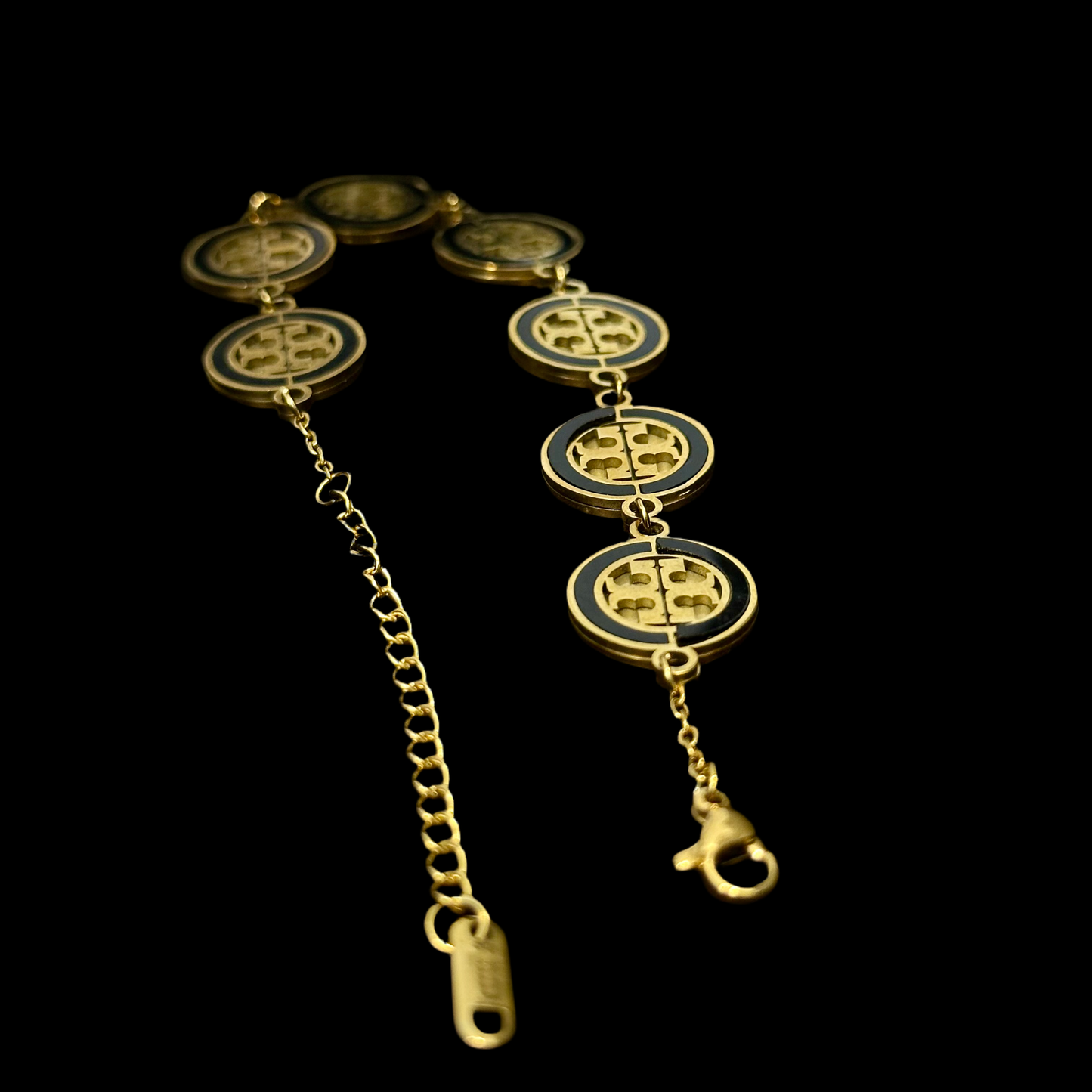 Carved Coin Bracelet (Gold-Black)