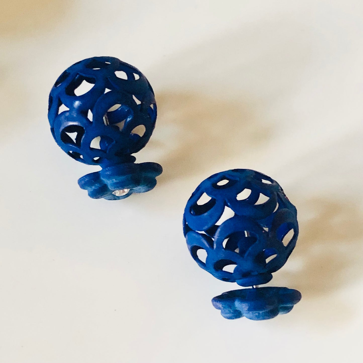 Double Sided Earring (Blue Flower)