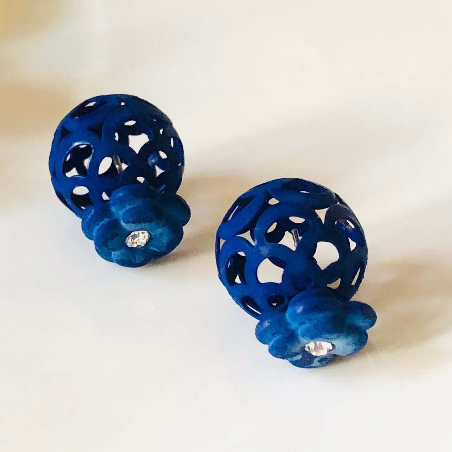 Double Sided Earring (Blue Flower)