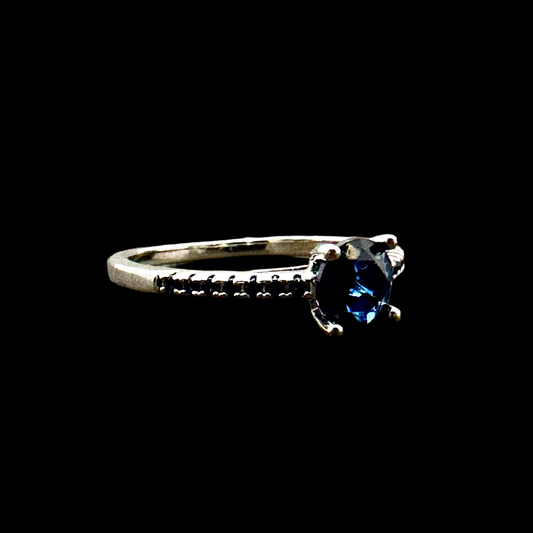 Blue Stone Carved Ring (Silver)